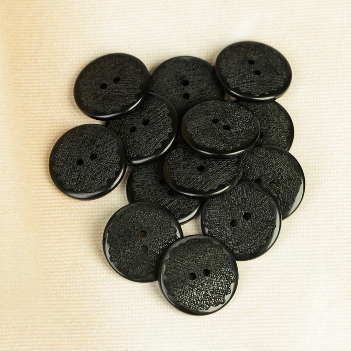 Пуговица, 2 прокола, 23мм, цвет чёрный