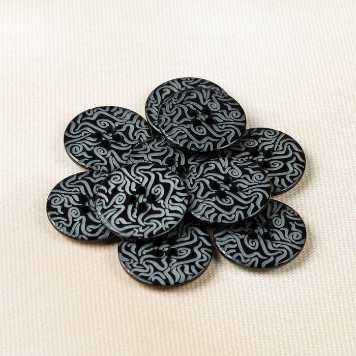 Пуговица, 4 прокола, 23мм, цвет чёрный