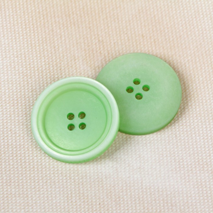 Пуговица, 4 прокола, 25,5мм, цвет светло-зелёный