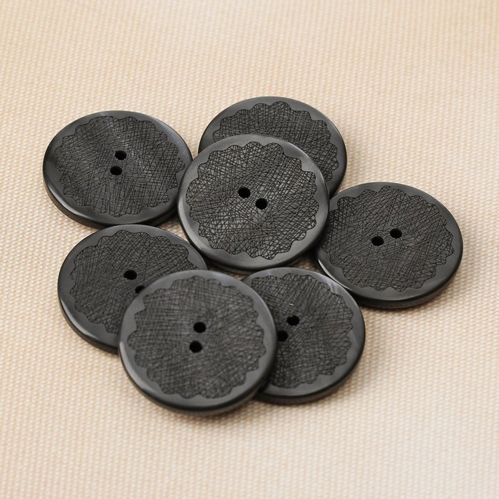 Пуговица, 2 прокола, 28мм, цвет тёмно-серый