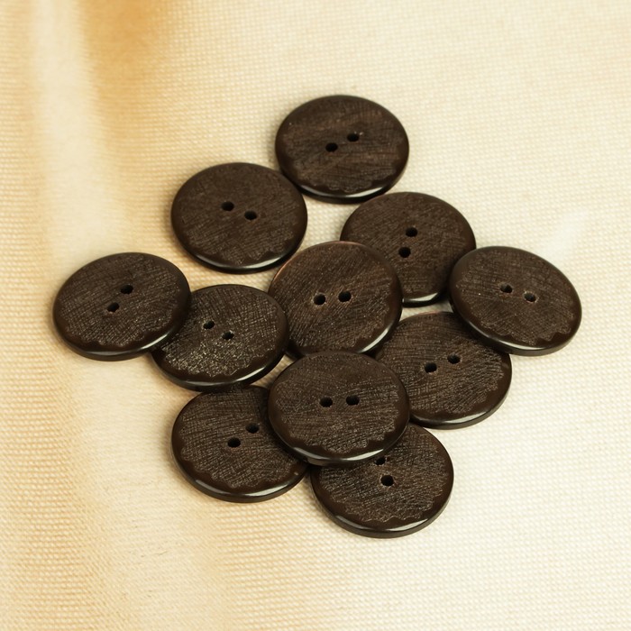 Пуговица, 2 прокола, 23мм, цвет шоколадный