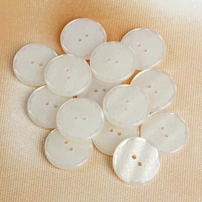 Пуговица, 2 прокола, 23мм, цвет белый