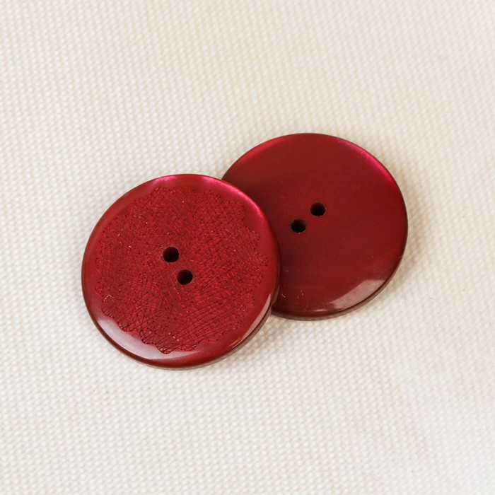 Пуговица, 2 прокола, 28мм, цвет красный