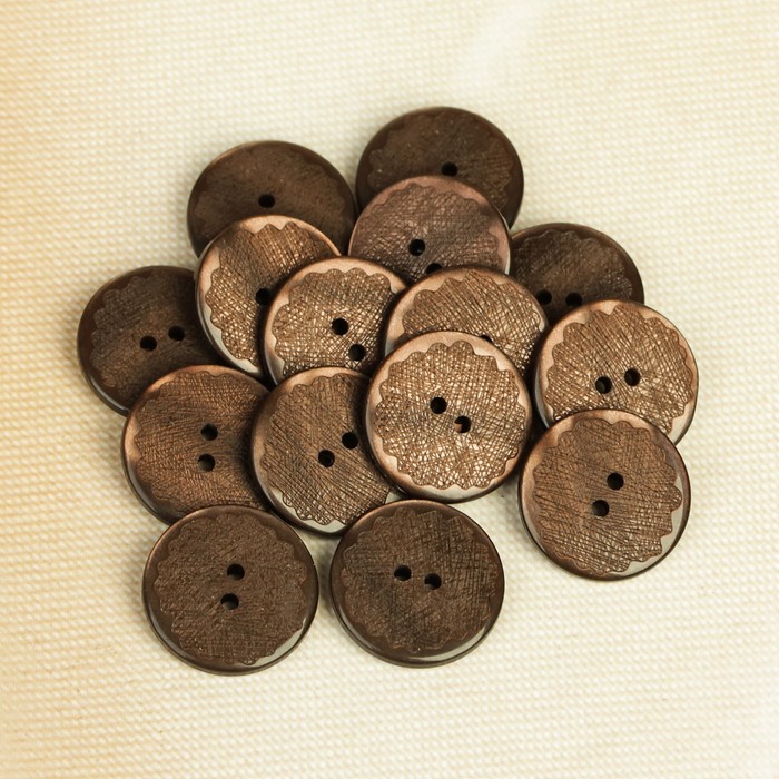 Пуговица, 2 прокола, 18мм, цвет шоколадный