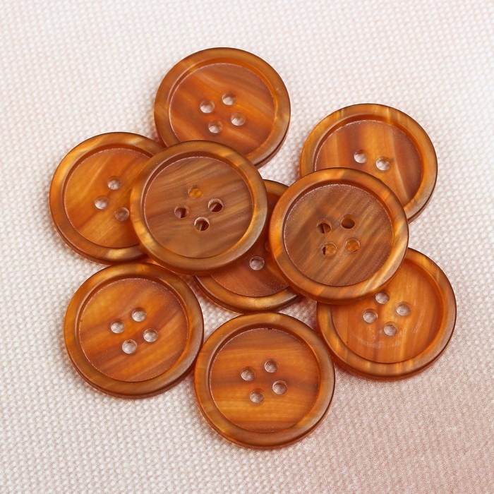 Пуговица, 4 прокола, 20,5мм, цвет оранжевый