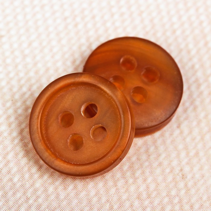 Пуговица, 4 прокола, 11мм, цвет оранжевый