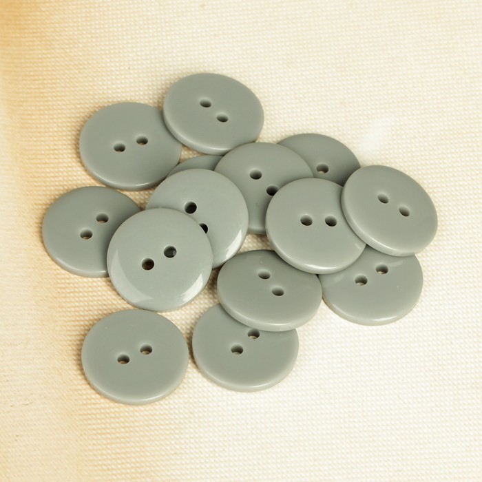 Пуговица, 2 прокола, 20,5мм, цвет серый