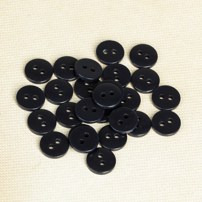 Пуговица, 2 прокола, 10мм, цвет синяя