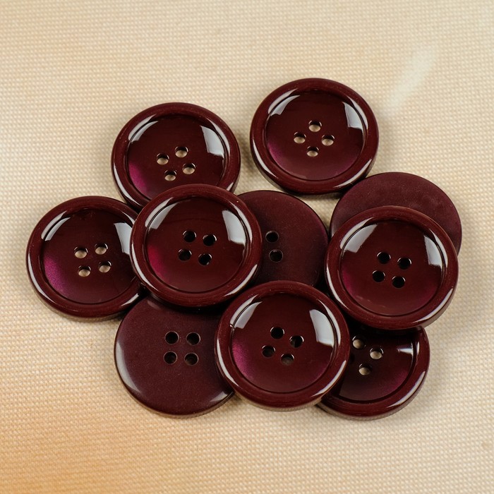 Пуговица, 4 прокола, 28мм, цвет бордовый