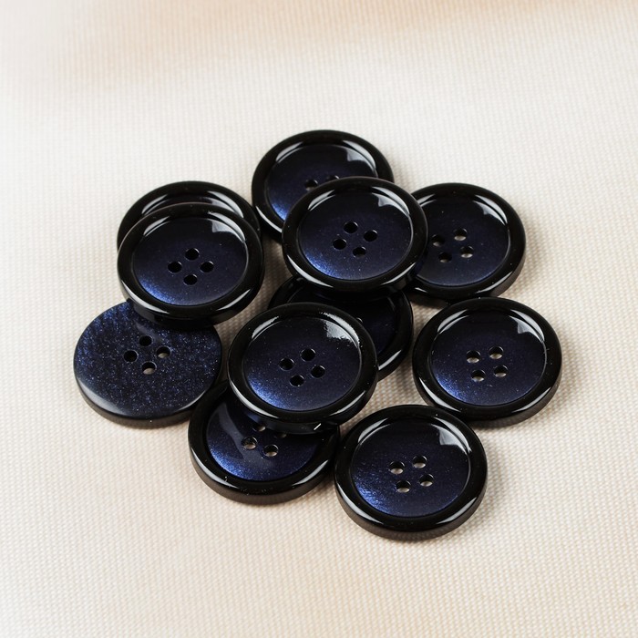 Пуговица, 4 прокола, 28мм, цвет синий