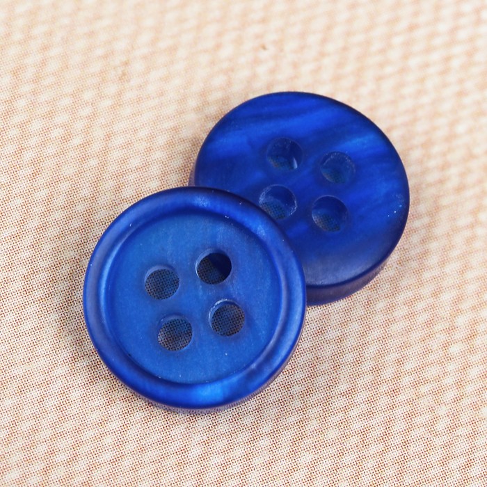 Пуговица, 4 прокола, 11мм, цвет сине-белый