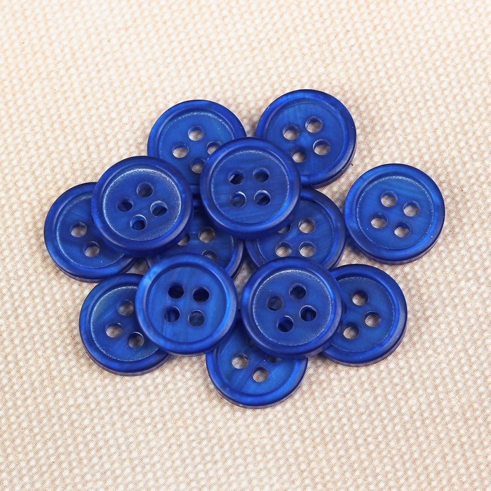 Пуговица, 4 прокола, 11мм, цвет сине-белый