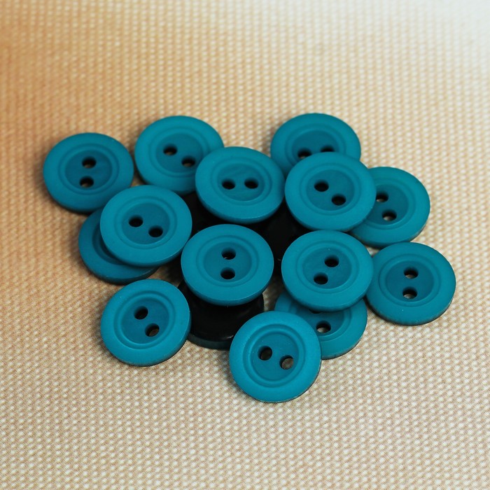 Пуговица, 2 прокола, 11мм, цвет бирюзовый