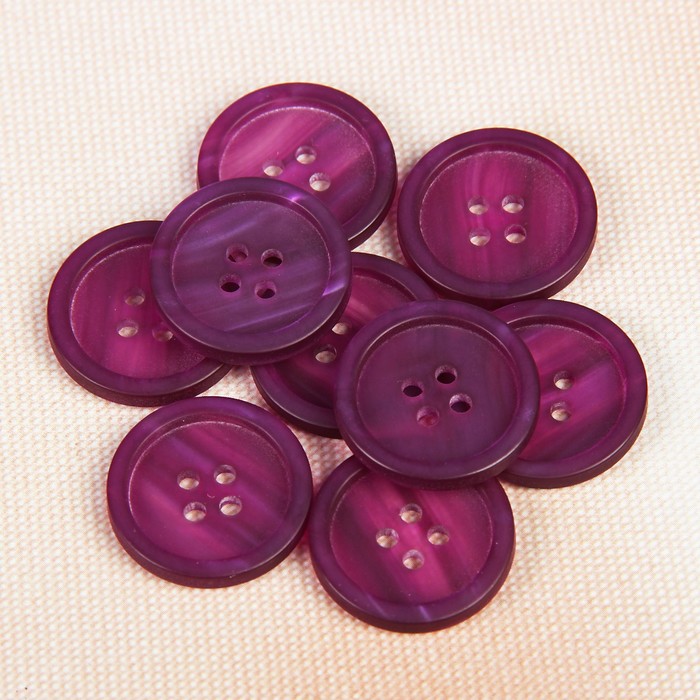 Пуговица, 4 прокола, 20,5мм, цвет сиреневый