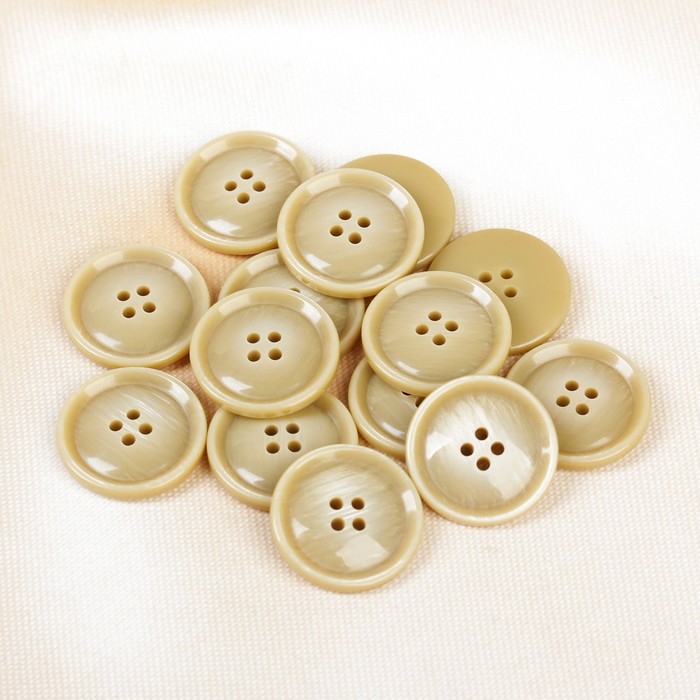 Пуговица, 4 прокола, 25,5мм, цвет бежевый