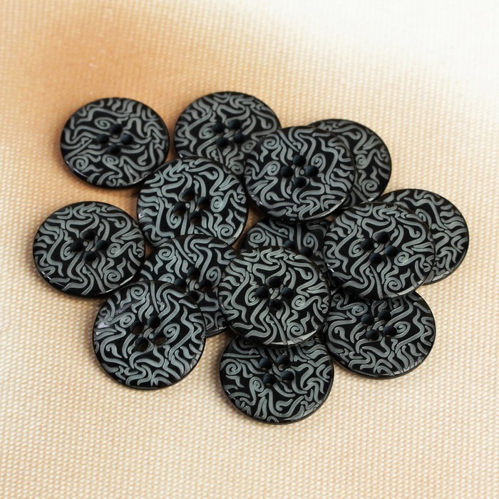 Пуговица, 4 прокола, 20,5мм цвет чёрный