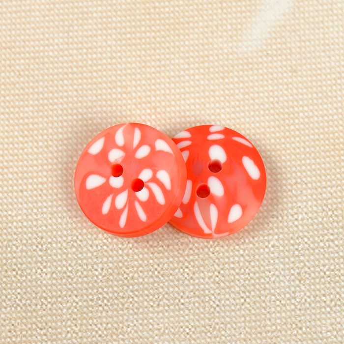 Пуговица, 2 прокола, 20,5мм, цвет красно-белый