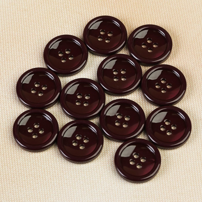 Пуговица, 4 прокола, 20,5мм, цвет бордовый
