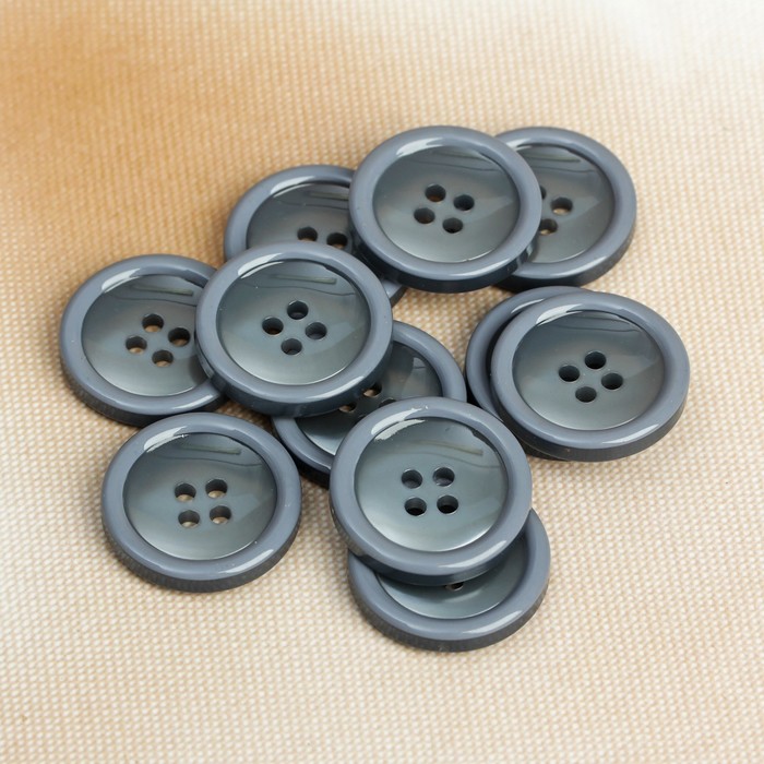 Пуговица, 4 прокола, 23мм, цвет серый