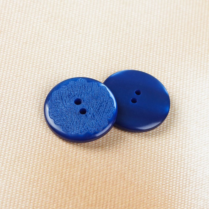Пуговица, 2 прокола, 23мм, цвет синий