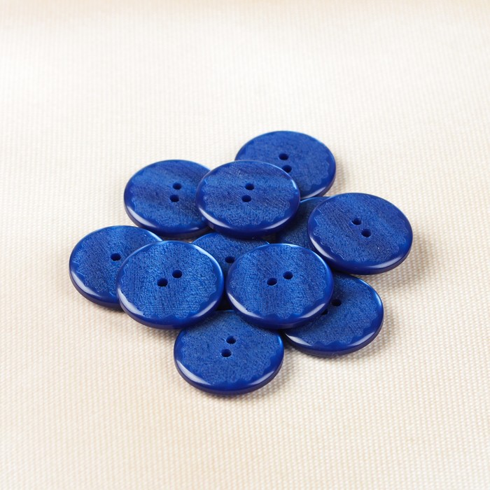 Пуговица, 2 прокола, 23мм, цвет синий