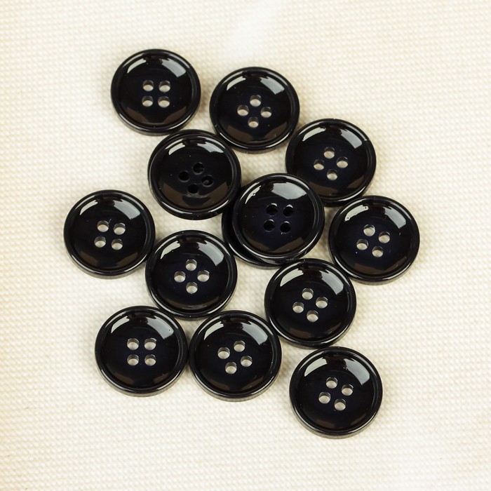 Пуговица, 4 прокола, 15мм, цвет синий