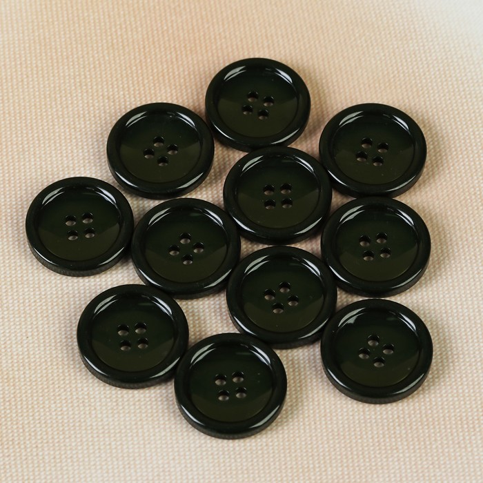 Пуговица, 4 прокола, 23мм, цвет тёмно-зелёный