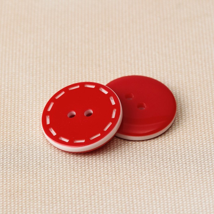 Пуговица, 2 прокола, 25,5мм, цвет красный