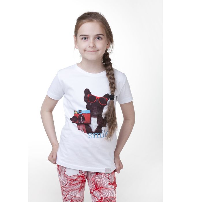 Футболка для девочки, рост 158 см, цвет белый (арт. 16-1-40g-41-200-3)