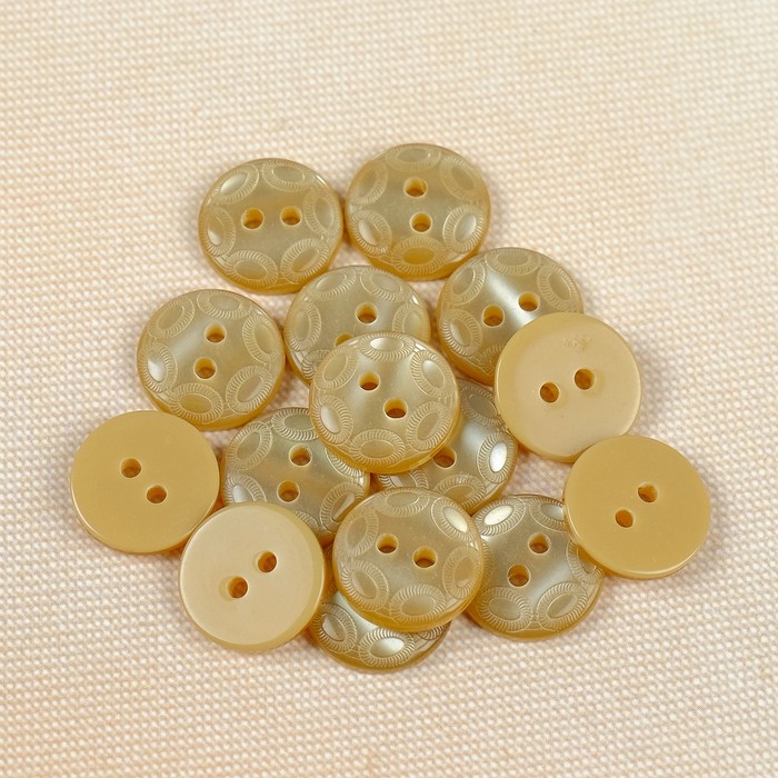 Пуговица, 2 прокола, 15мм, цвет бежевый