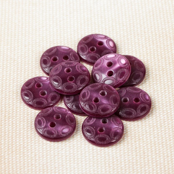 Пуговица, 2 прокола, 12,5мм, цвет тёмно-сиреневый