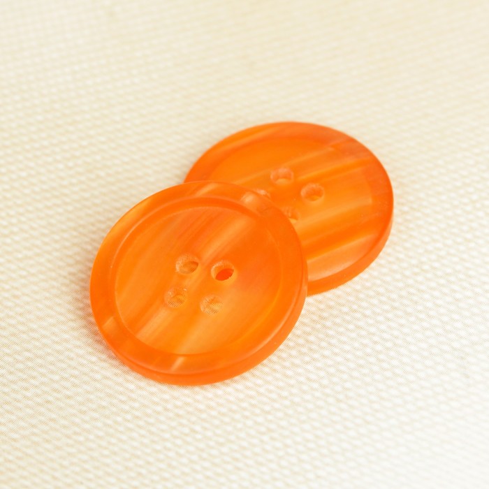 Пуговица, 4 прокола, 20,5мм, цвет оранжевый