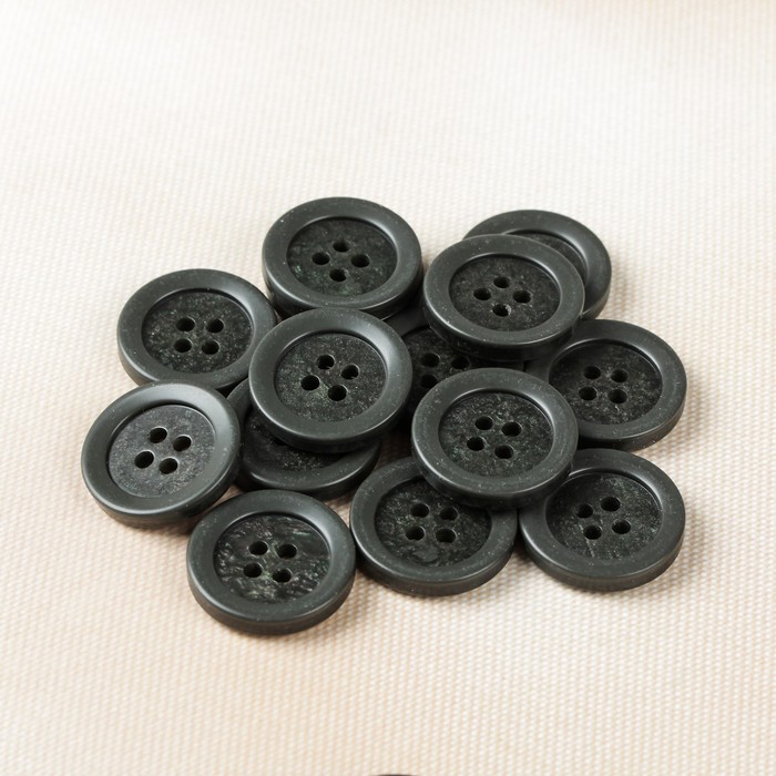 Пуговица, 4 прокола, 20,5мм, цвет тёмно-серый