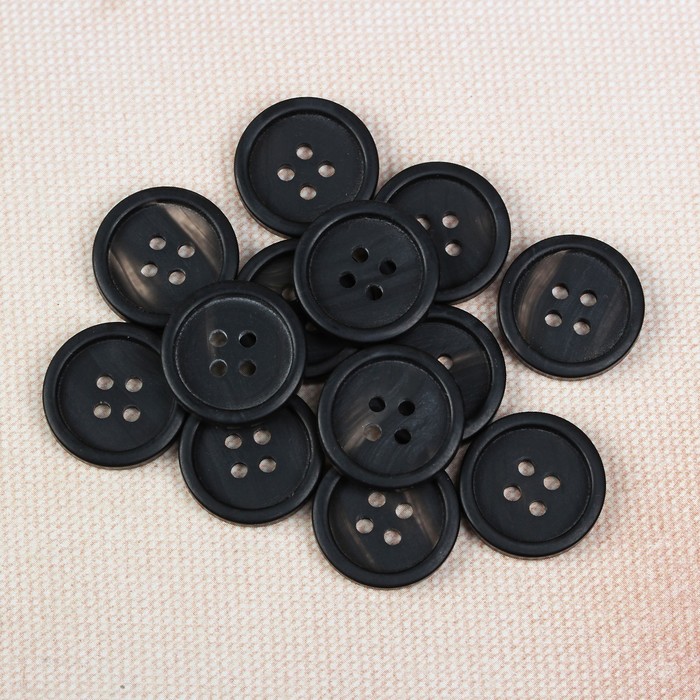 Пуговица, 4 прокола, 15мм, цвет чёрно-белый