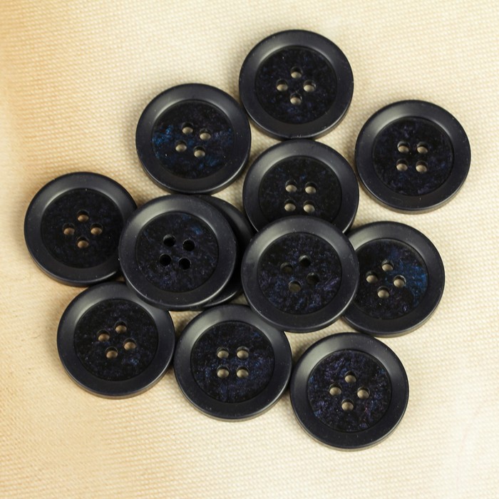 Пуговица, 4 прокола, 25,5мм, цвет тёмно-синий