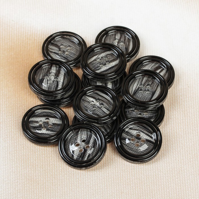 Пуговица, 4 прокола, 23мм, цвет чёрный