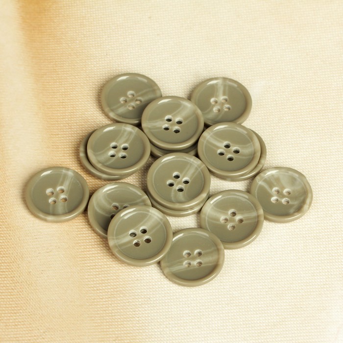 Пуговица, 4 прокола, 20,5мм, цвет светло-серый