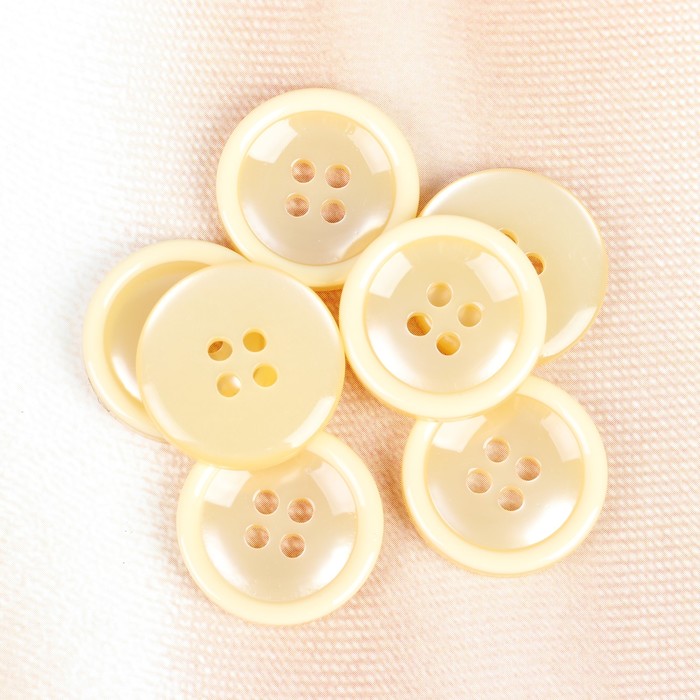 Пуговица, 4 прокола, 20,5мм, цвет бежевый