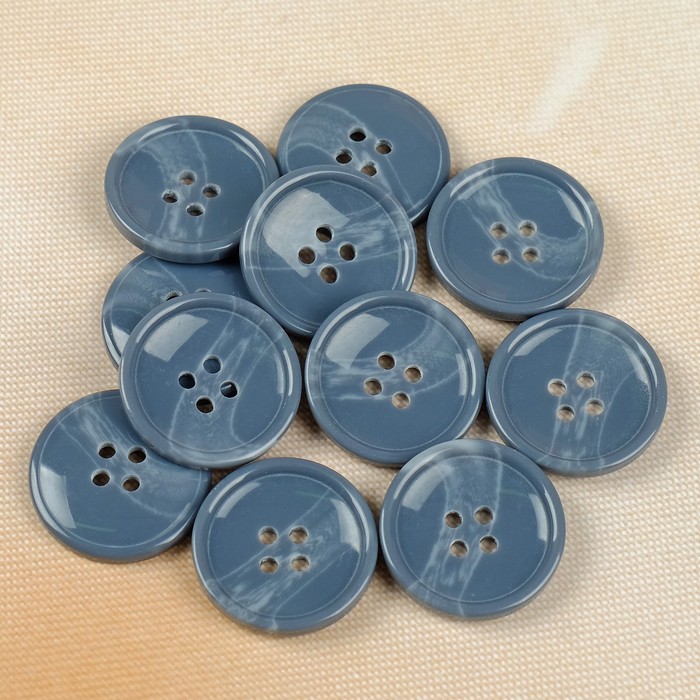 Пуговица, 4 прокола, 25,5мм, цвет серый