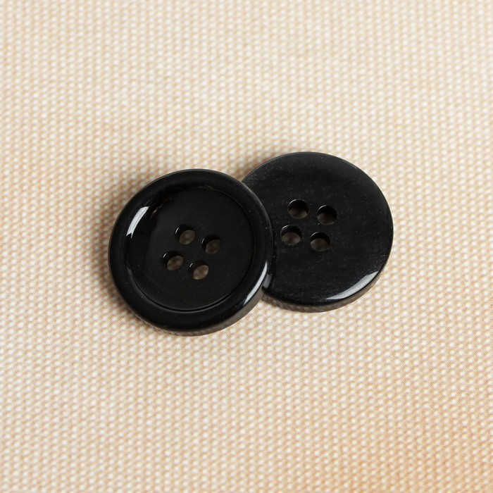 Пуговица, 4 прокола, 20,5мм, цвет чёрный