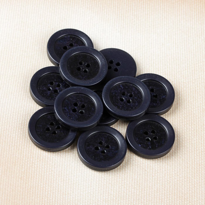 Пуговица, 4 прокола, 23мм, цвет тёмно-синий