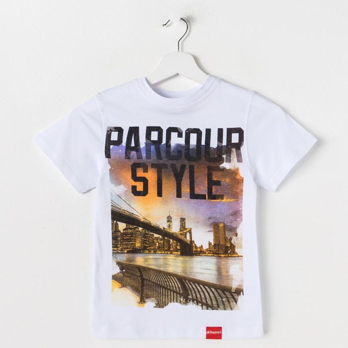 Футболка для мальчика, рост 134 см, цвет белый (арт. 16-1-40b-01-200-1)