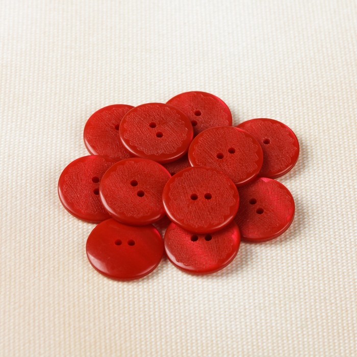 Пуговица, 2 прокола, 28мм, цвет красный
