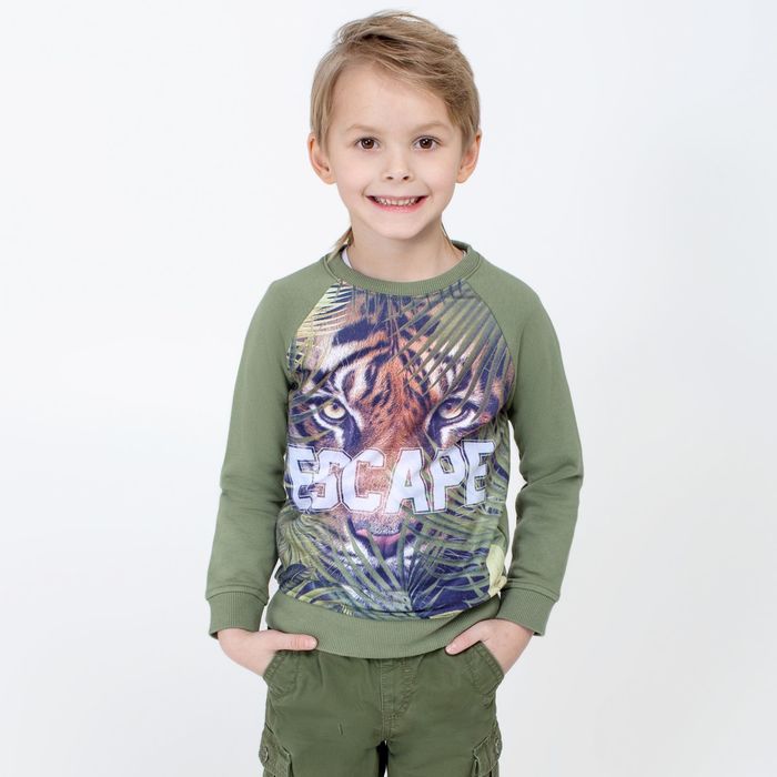 Джемпер детский для мальчиков Plain, рост 128 см, цвет светло-зелёный (арт. 20120170011)