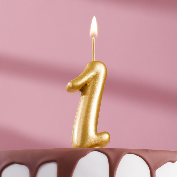 Свеча для торта цифра Золотая, 5,5 см, цифра 1
