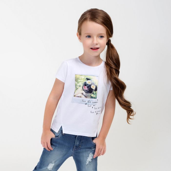 Футболка для девочек "Phillips", рост 104 см, цвет белый