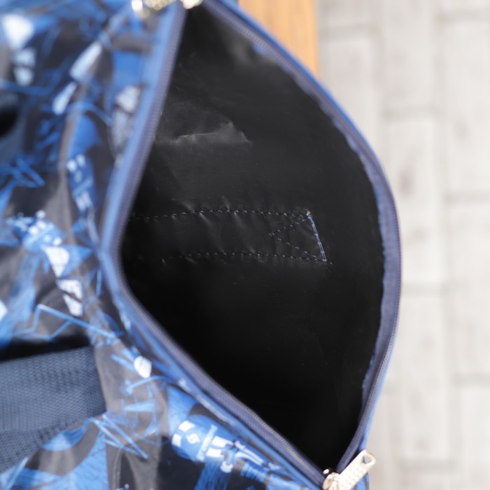 Сумка спортивная на молнии "Скейтборд", 1 отдел, 1 наружный карман, длинный ремень, синий/чёрный