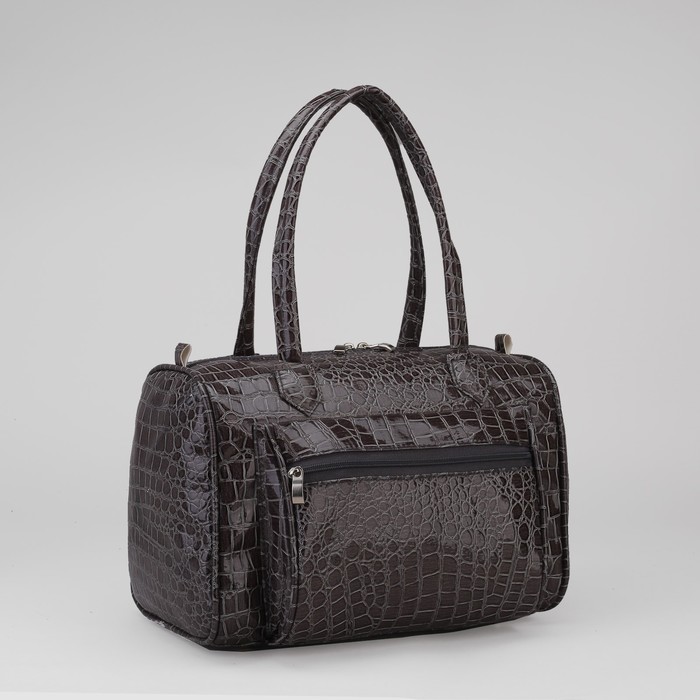 Сумка женская на молнии, 1 отдел, 1 наружный карман, серая