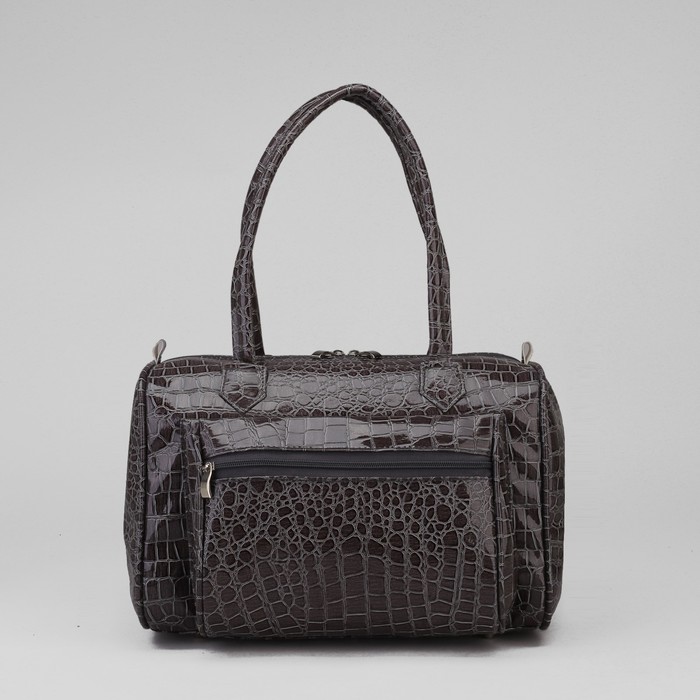 Сумка женская на молнии, 1 отдел, 1 наружный карман, серая