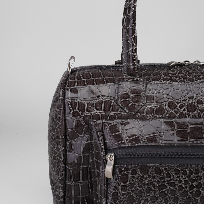 Сумка женская на молнии, 1 отдел, 1 наружный карман, серая